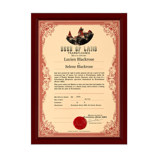 Transylvania Land Certificate – Couple/Friendship – Framed Legacy Edition
