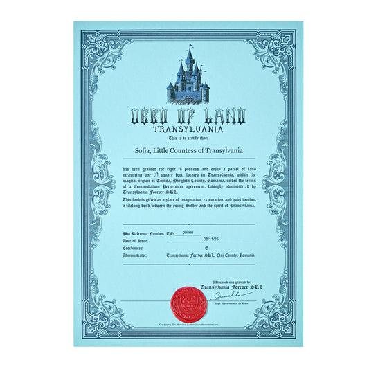 Transylvania Land Certificate – Kids – Printed Exploration Set