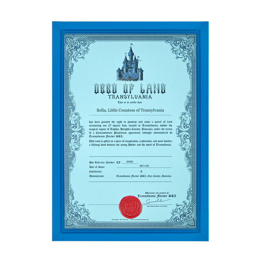 Transylvania Land Certificate – Kids – Framed Gift Edition
