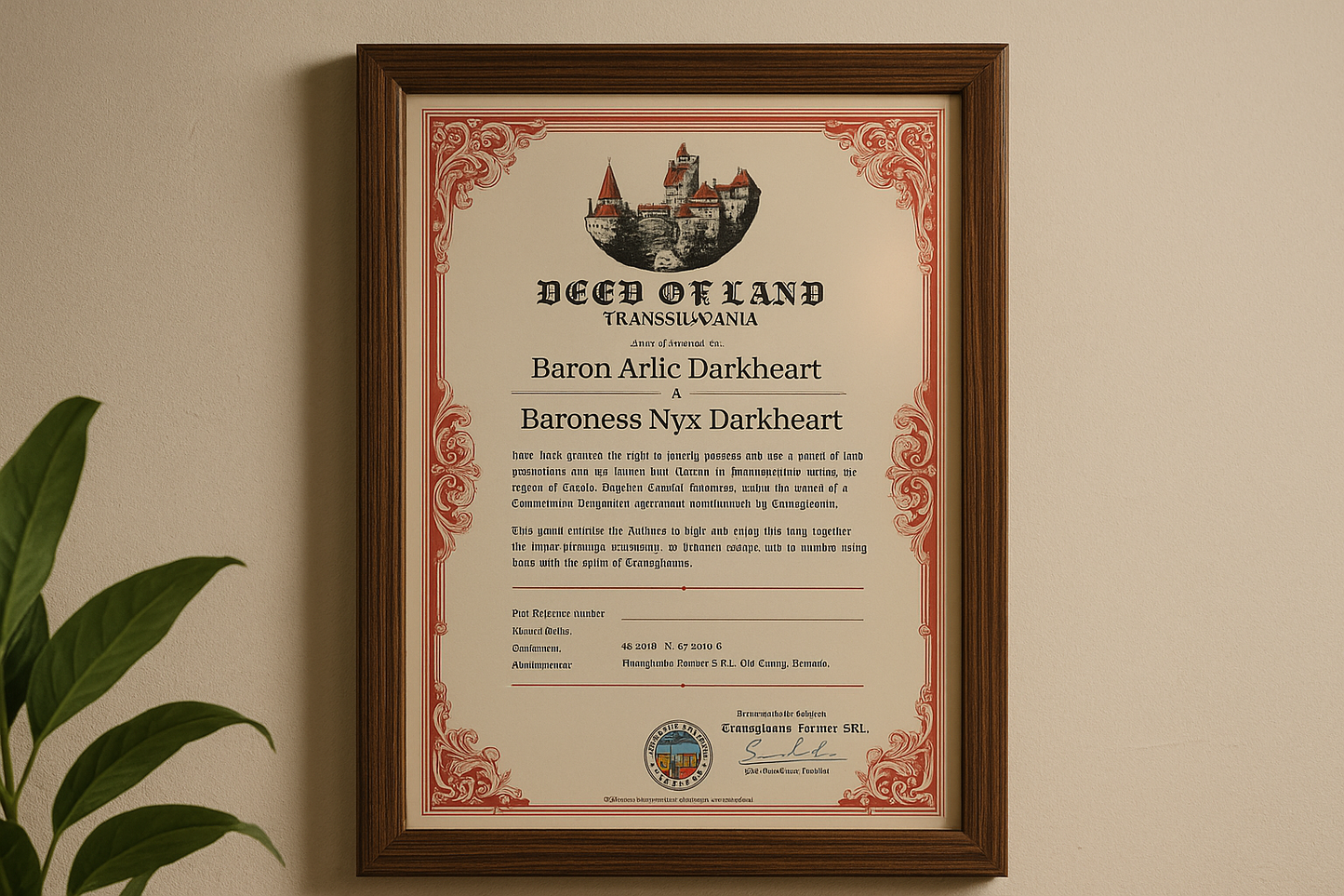 Transylvania Land Certificate – Couple/Friendship – Instant Download